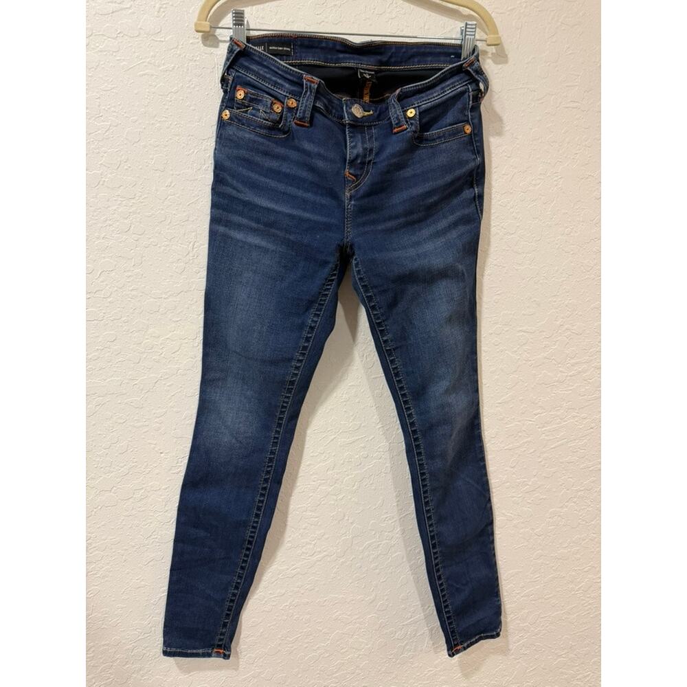 True Religion Halle Mid Rise Super Skinny Dark Wash Jeans Size 29